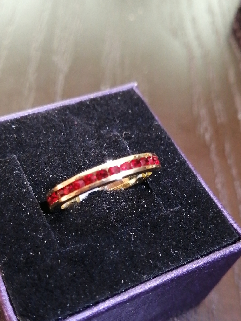 14 K Gold Plated Red Crystals Ring/Engagement/Promise/Pinky Ring. Size 7. New